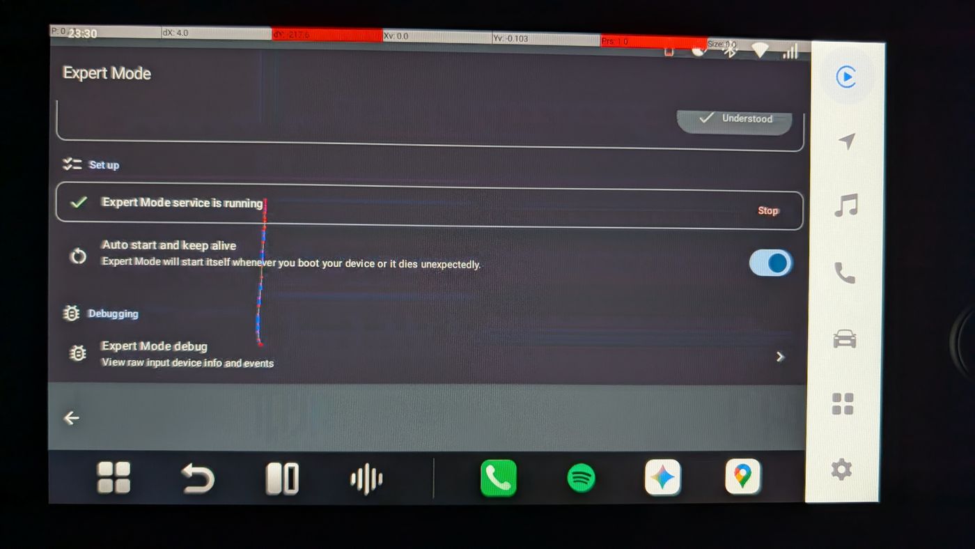 Expert Mode の設定画面。「Auto start and keep alive」のトグルがある